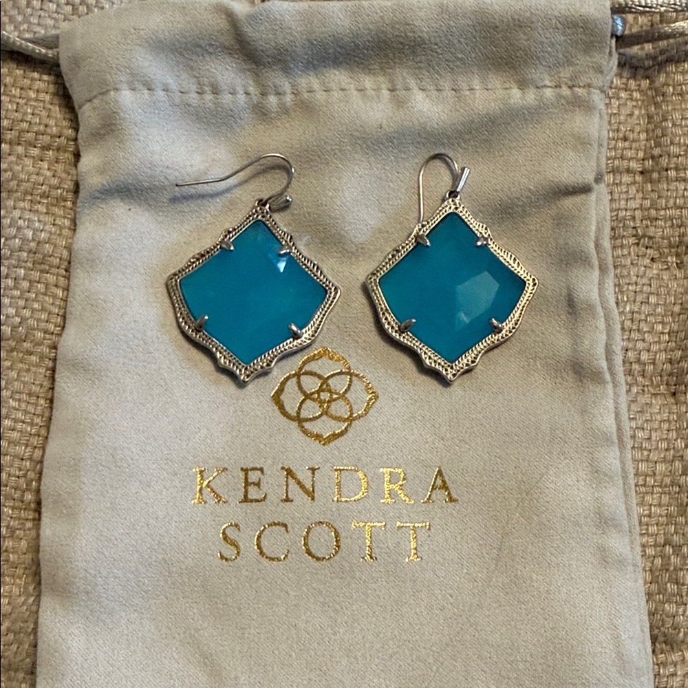 Kendra Scott Blue Faceted Quatrefoil Drop Earrings
